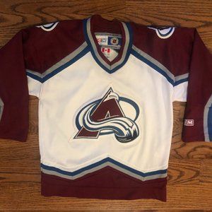 Youth Vintage Colorado Avalanche Hockey Jersey CCM Air-Knit Stitched Large / XL